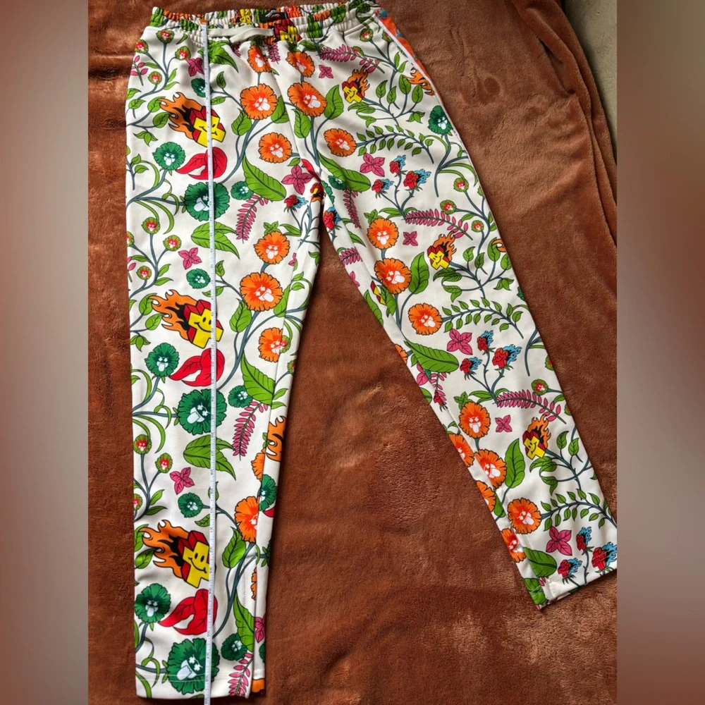 Pink Dolphin Floral Graphic Pants XL Colorful Streetwear Lounge Pants